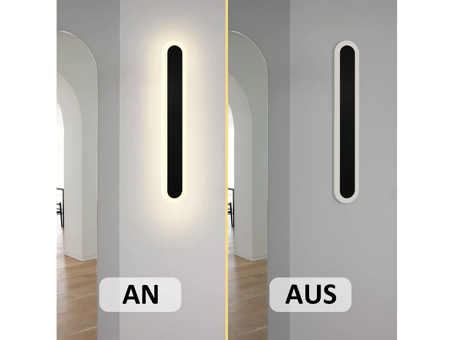 NETTLIFE applique murale LED extérieur 50 cm Villa noire longue lampe extérieure IP65 étanche moderne 10 W pour couloir salle de bain