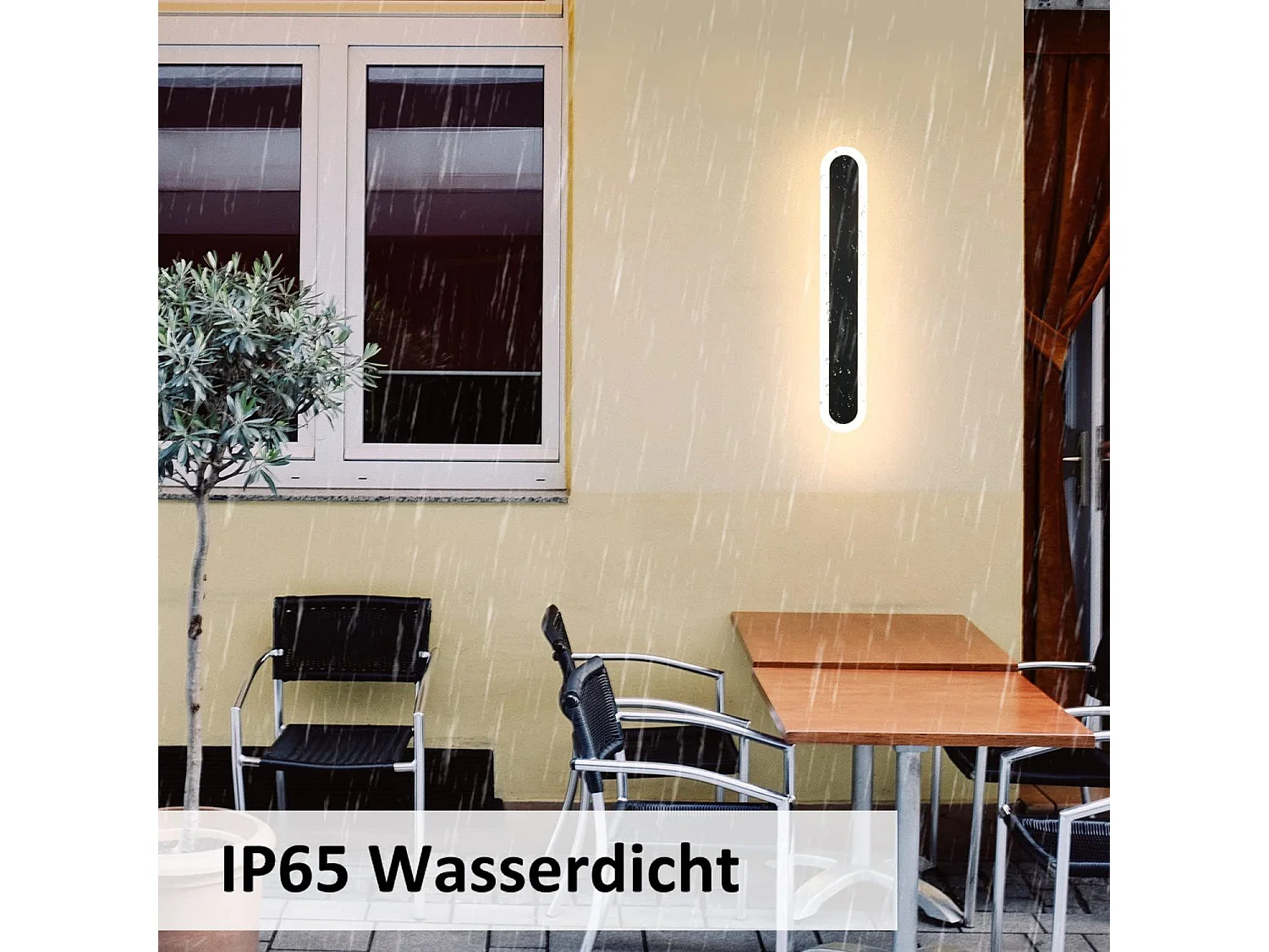 NETTLIFE, buitenwandverlichting met LED, buitenlamp, 50 cm, zwarte villa - lange moderne buitenlamp, IP65 waterdicht, 10 W, voor gang en badkamer.