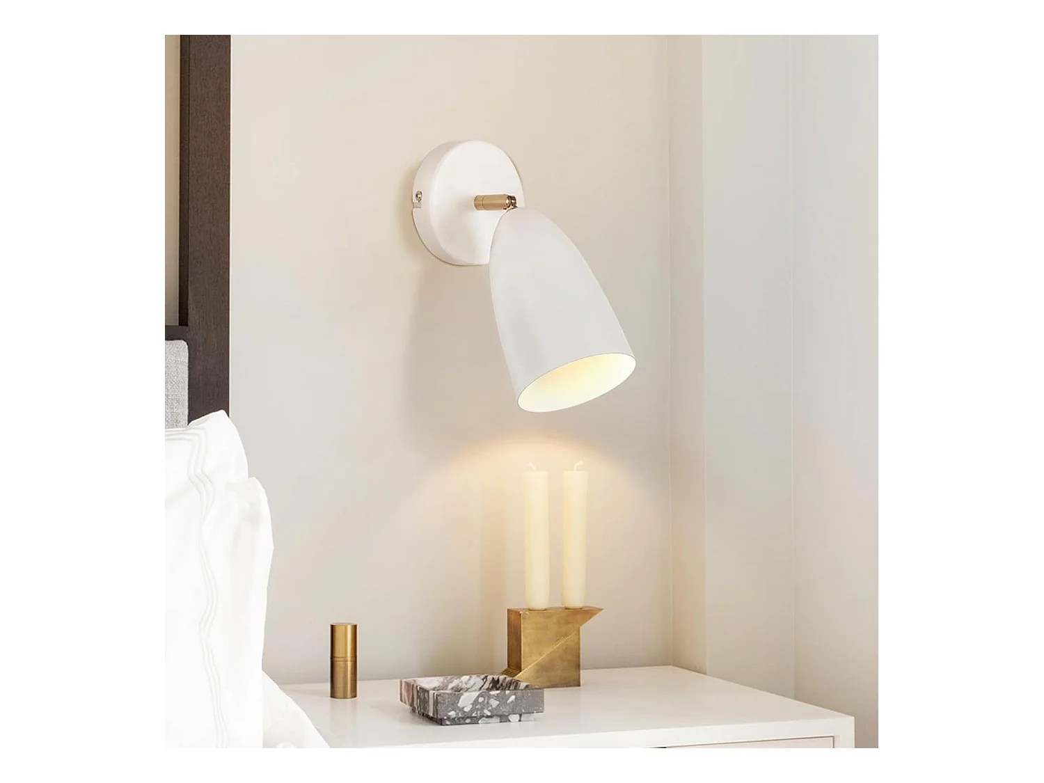 NETTLIFE 2 x Applique murale d'intérieur blanche - spot mural vintage pour chambre à coucher rétro GU10