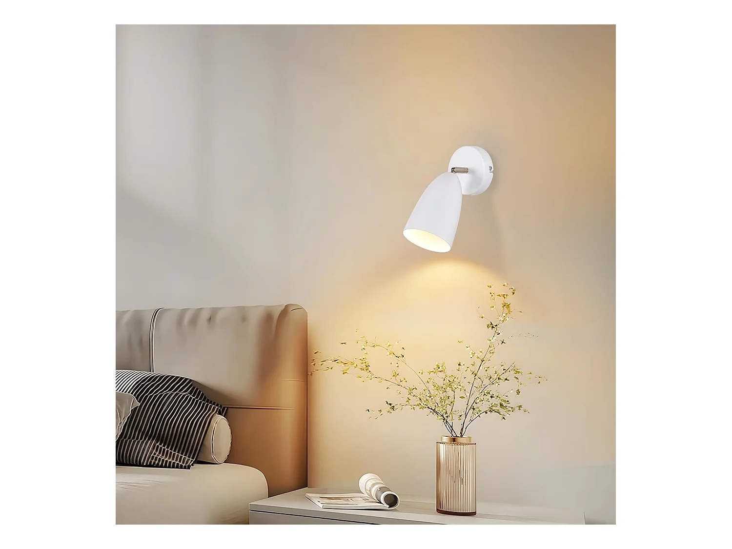 NETTLIFE 2 x Applique murale d'intérieur blanche - spot mural vintage pour chambre à coucher rétro GU10