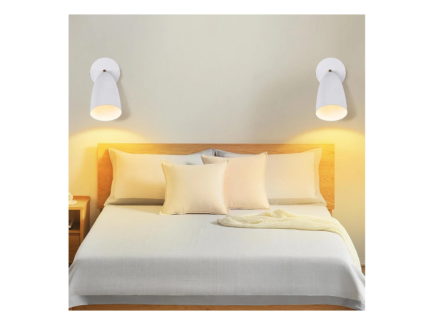 NETTLIFE 2 x Applique murale d'intérieur blanche - spot mural vintage pour chambre à coucher rétro GU10