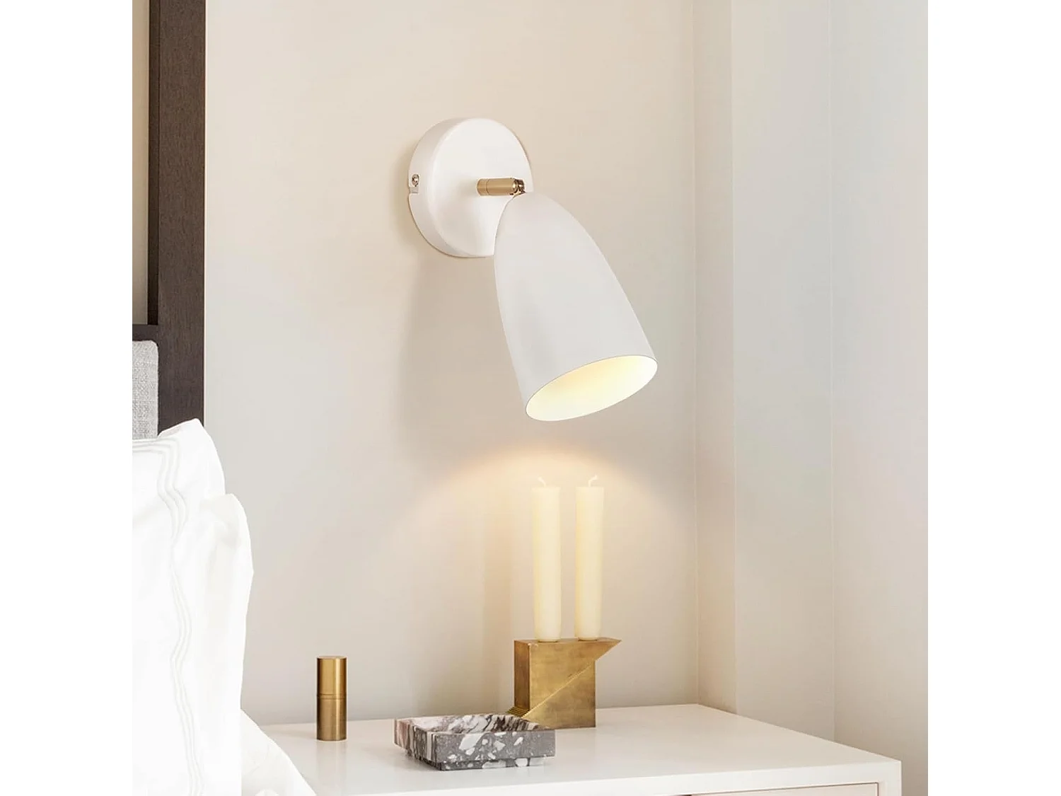 NETTLIFE Wandleuchte für den Innenbereich, Weiß, 2 Stück – Vintage-Retro-Wandstrahler für Schlafzimmer, GU10