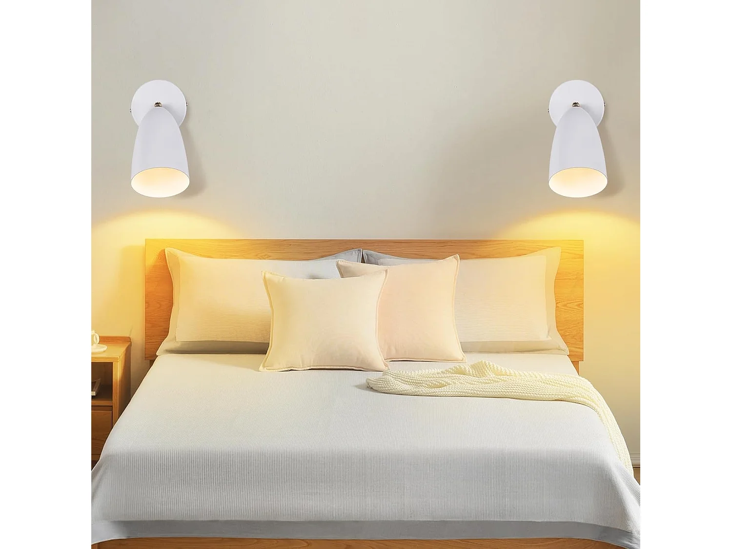 NETTLIFE Wandleuchte für den Innenbereich, Weiß, 2 Stück – Vintage-Retro-Wandstrahler für Schlafzimmer, GU10