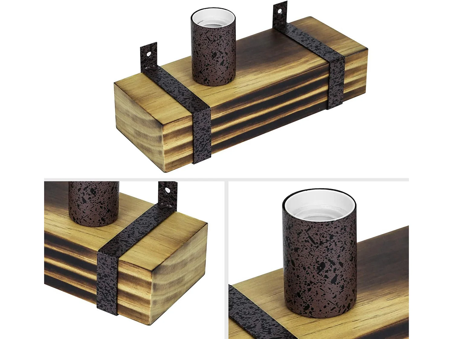 NETTLIFE wandlamp vintage E27, retro wandspot in hout van 23 cm, industrieel ontwerp, met stopcontact, maximaal 40 watt, voor gangen en salons.