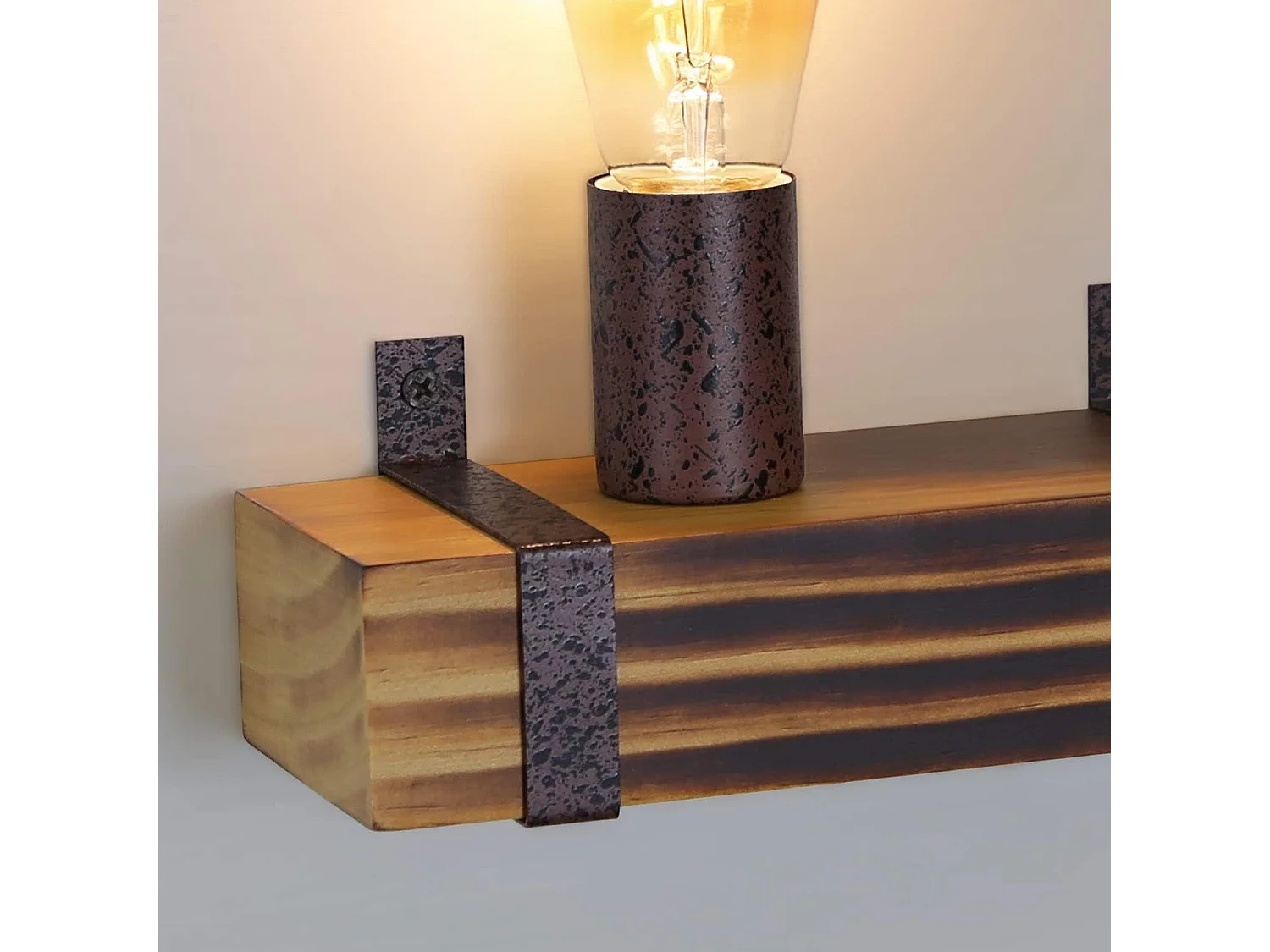 NETTLIFE wandlamp vintage E27, retro wandspot in hout van 23 cm, industrieel ontwerp, met stopcontact, maximaal 40 watt, voor gangen en salons.