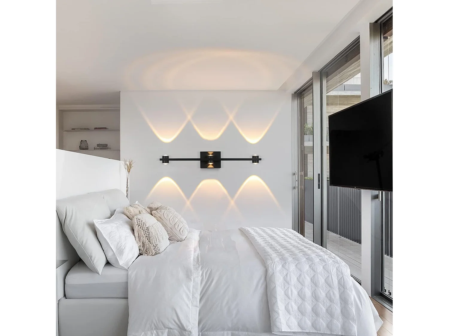 NETTLIFE applique murale LED intérieur noir applique murale éclairage haut vers le bas en métal