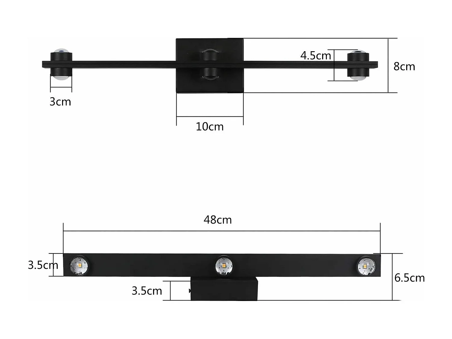 NETTLIFE applique murale LED intérieur noir applique murale éclairage haut vers le bas en métal