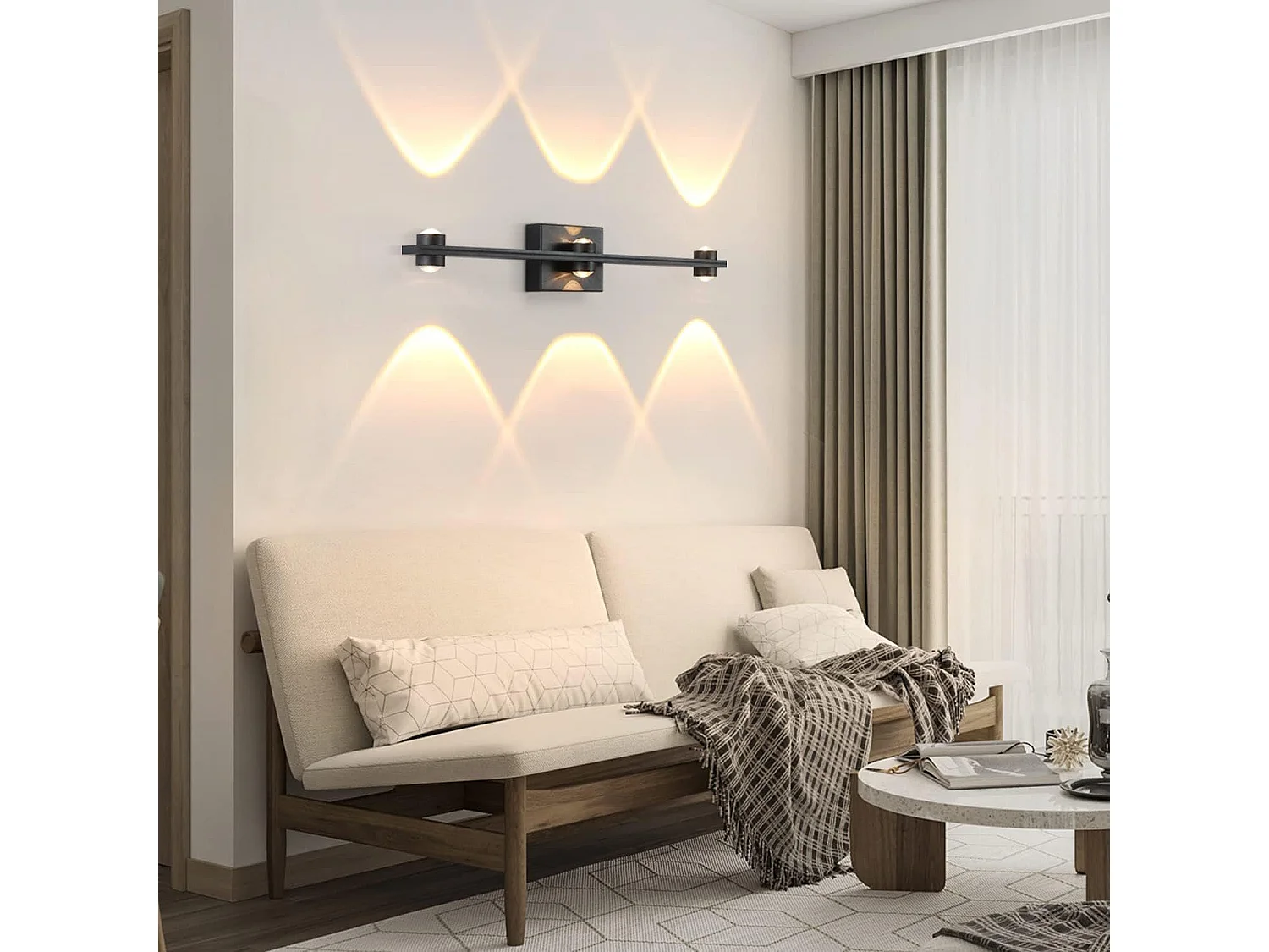 NETTLIFE applique murale LED intérieur noir applique murale éclairage haut vers le bas en métal