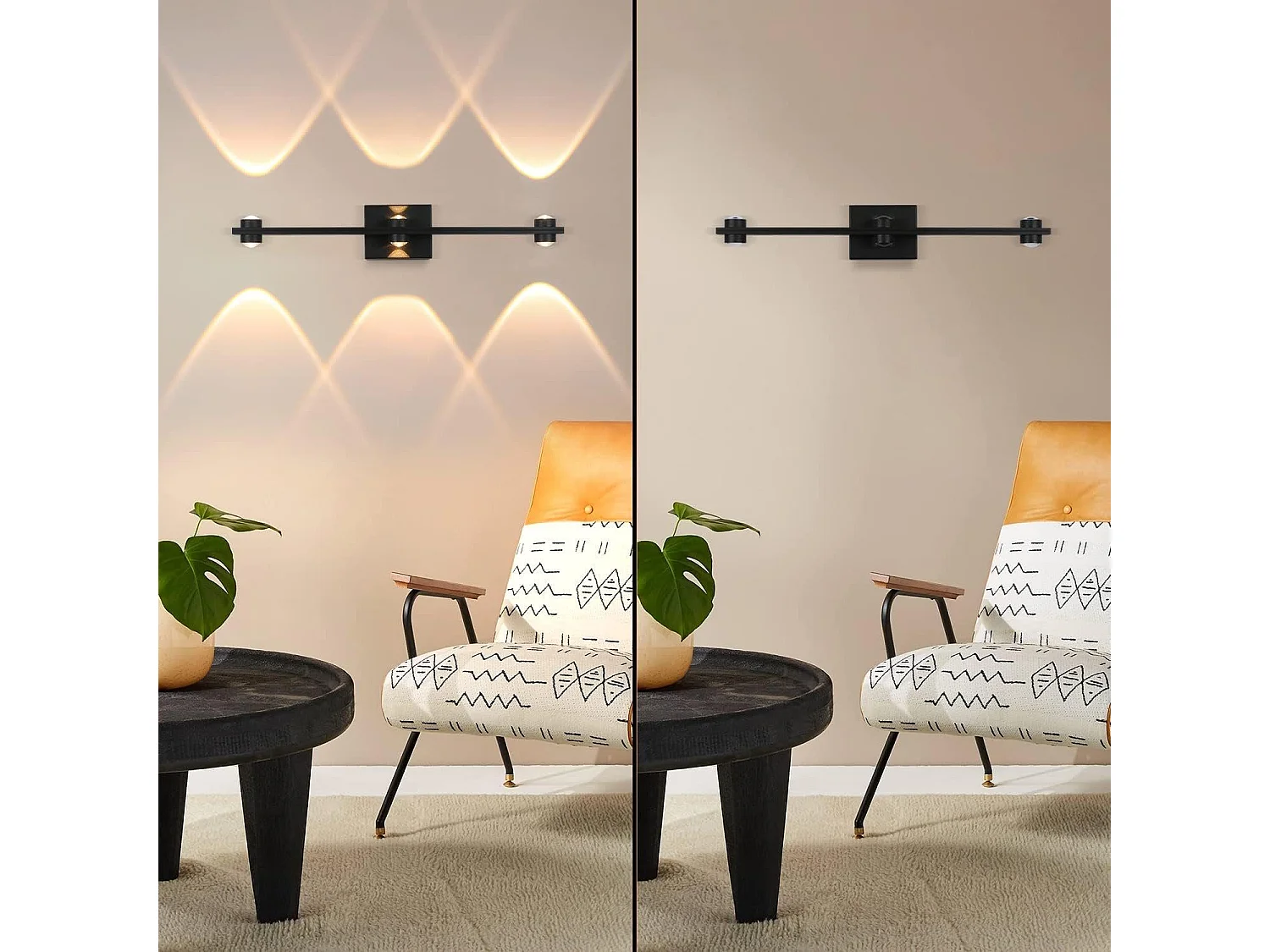 NETTLIFE applique murale LED intérieur noir applique murale éclairage haut vers le bas en métal