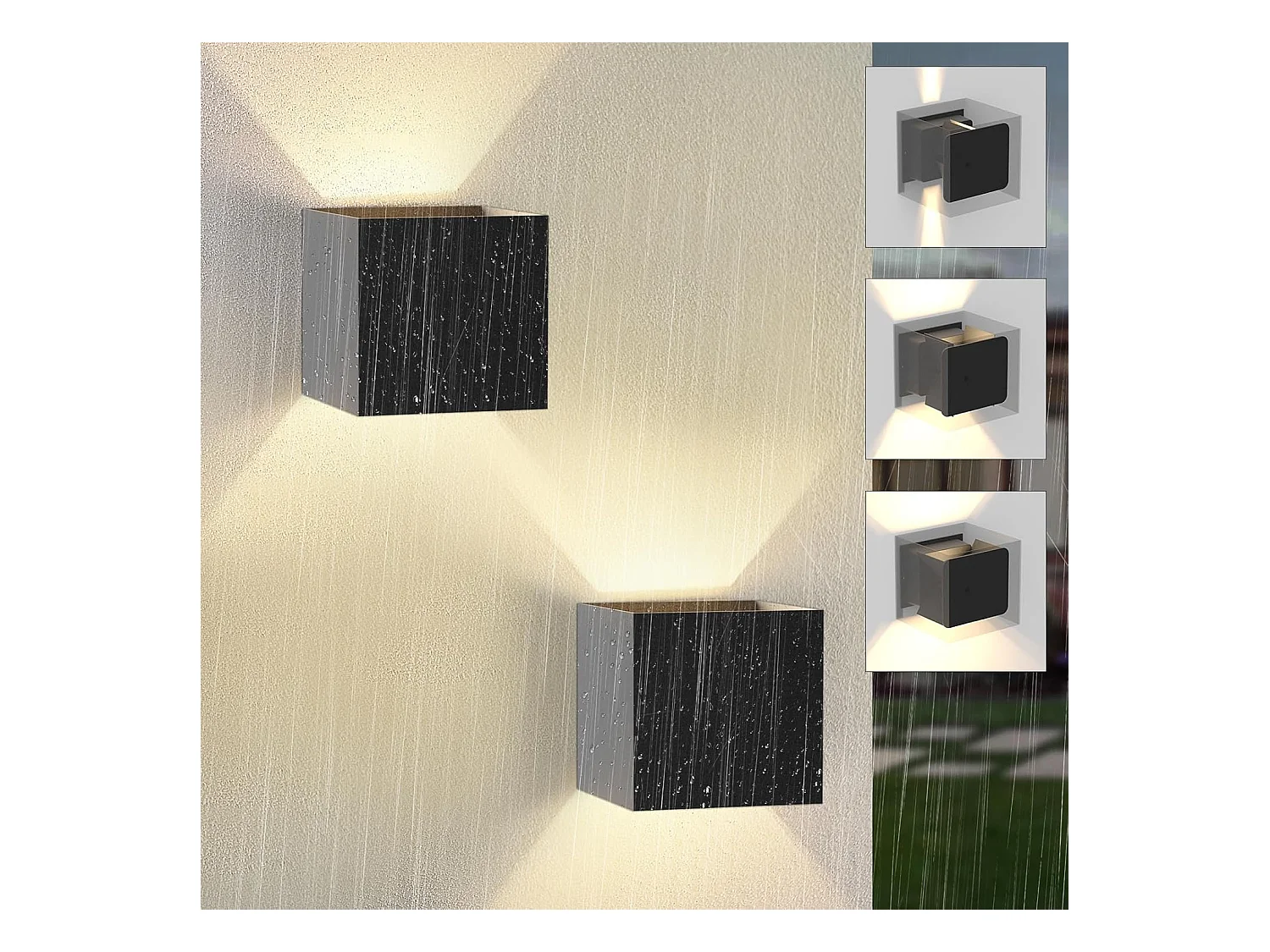 NETTLIFE LED muurverlichting, buitenwandverlichting, set van 2, muurverlichting voor binnen en buiten, boven - onder, buitenverlichting, modern zwart, IP65.