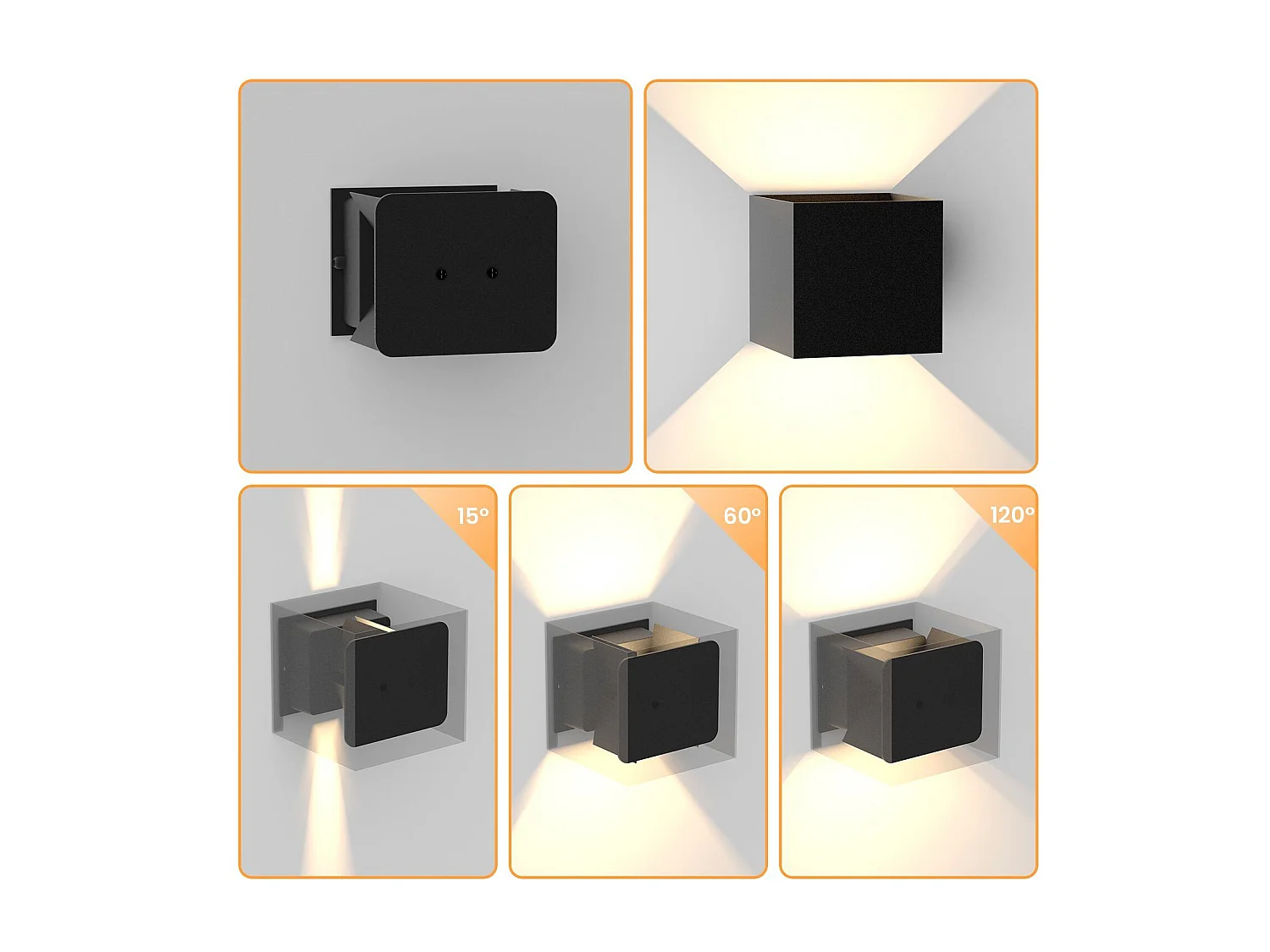 NETTLIFE applique murale LED applique extérieure lot de 2 applique murale extérieure intérieur haut bas éclairage extérieur noir moderne IP65