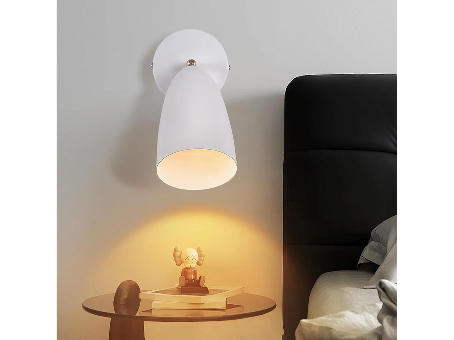 NETTLIFE Applique murale d'intérieur blanche - spot mural vintage pour chambre à coucher rétro GU10