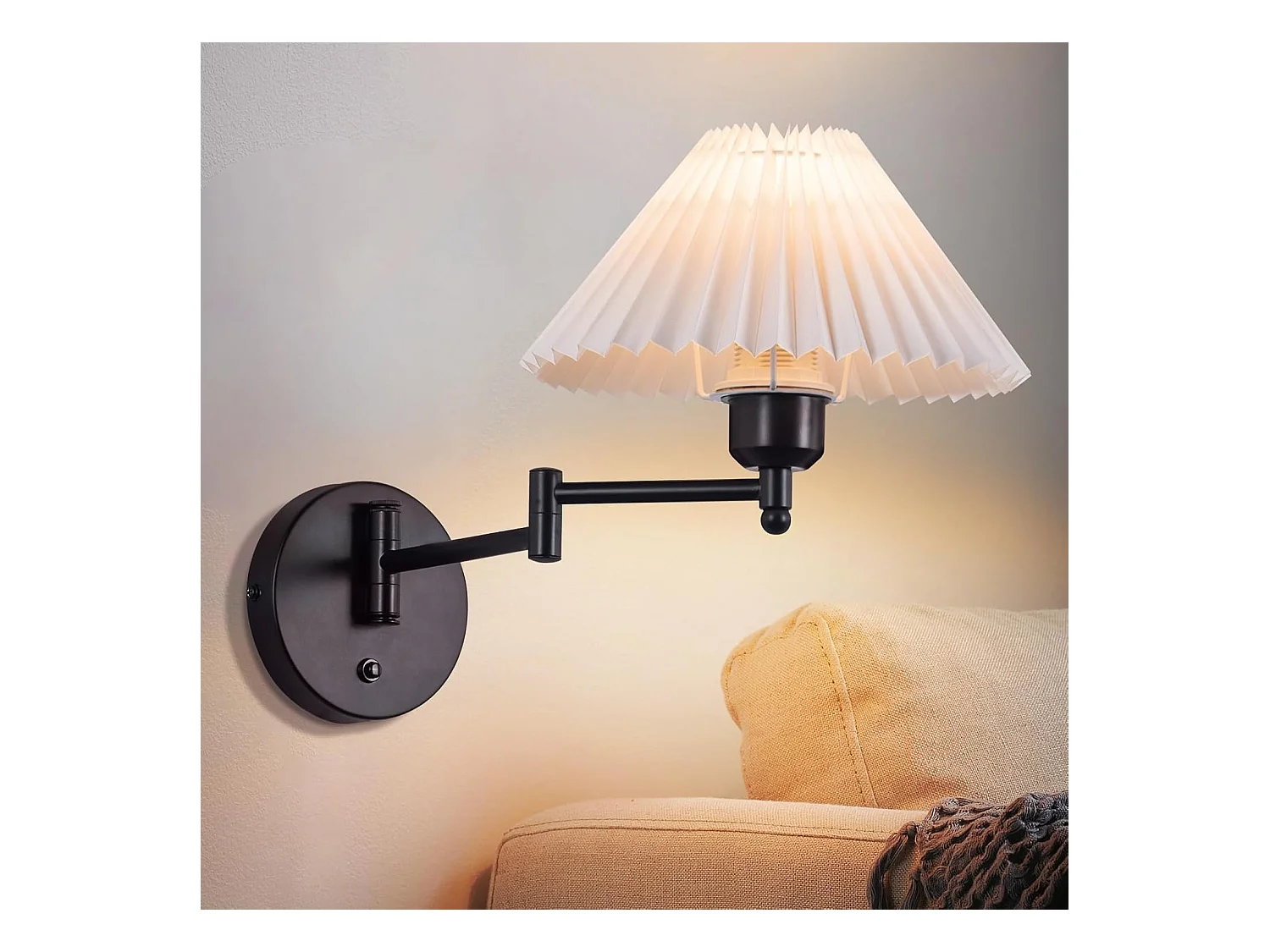NETTLIFE Applique murale d'intérieur vintage : E27 abat-jour rétro éclairage mural orientable 40W.MAX blanc sans ampoule