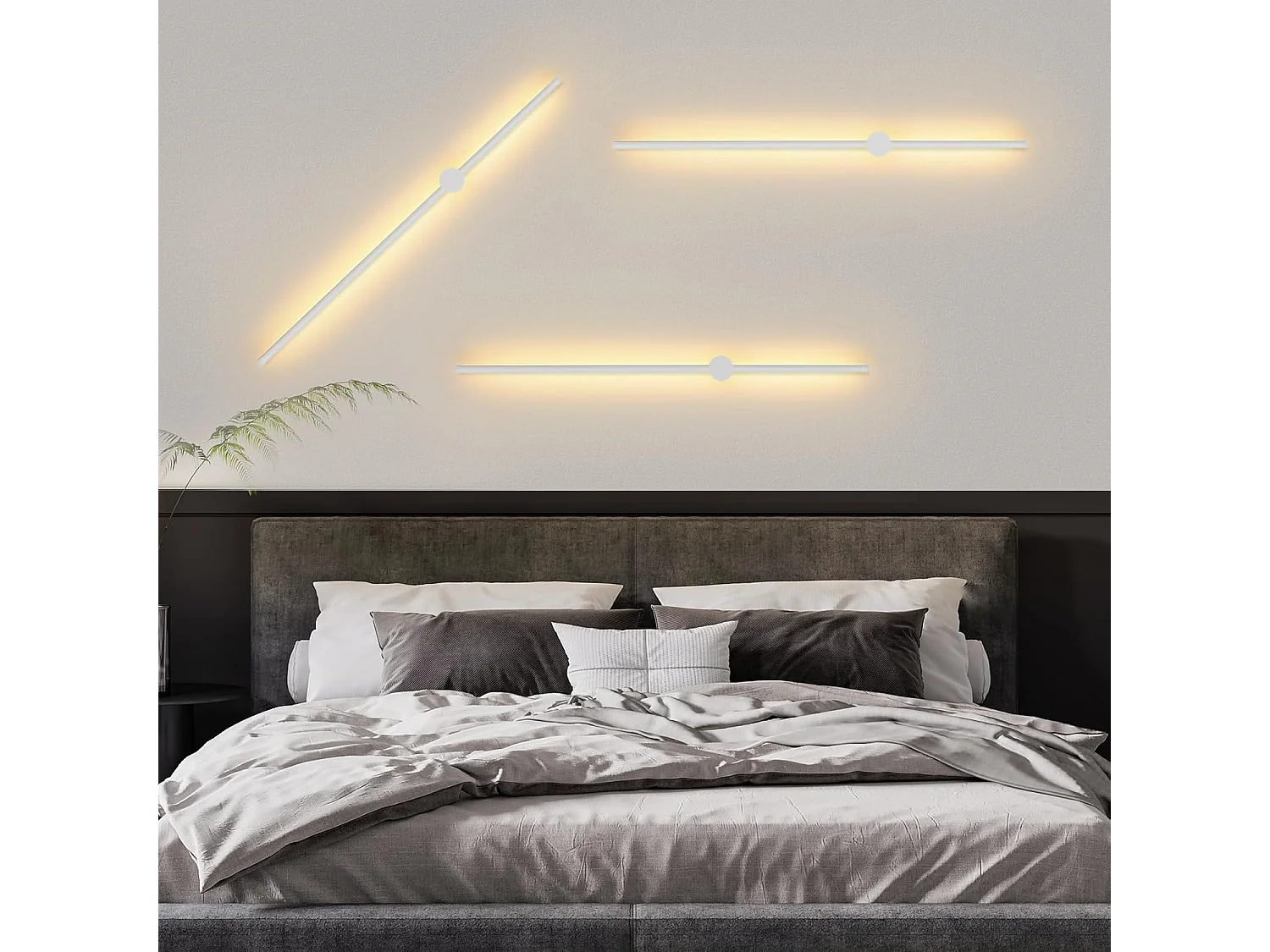 NETTLIFE Applique Murale Intérieur Applique LED 60CM Blanc Design Moderne Lampe Escalier Blanc Chaud 3000K Pivotante