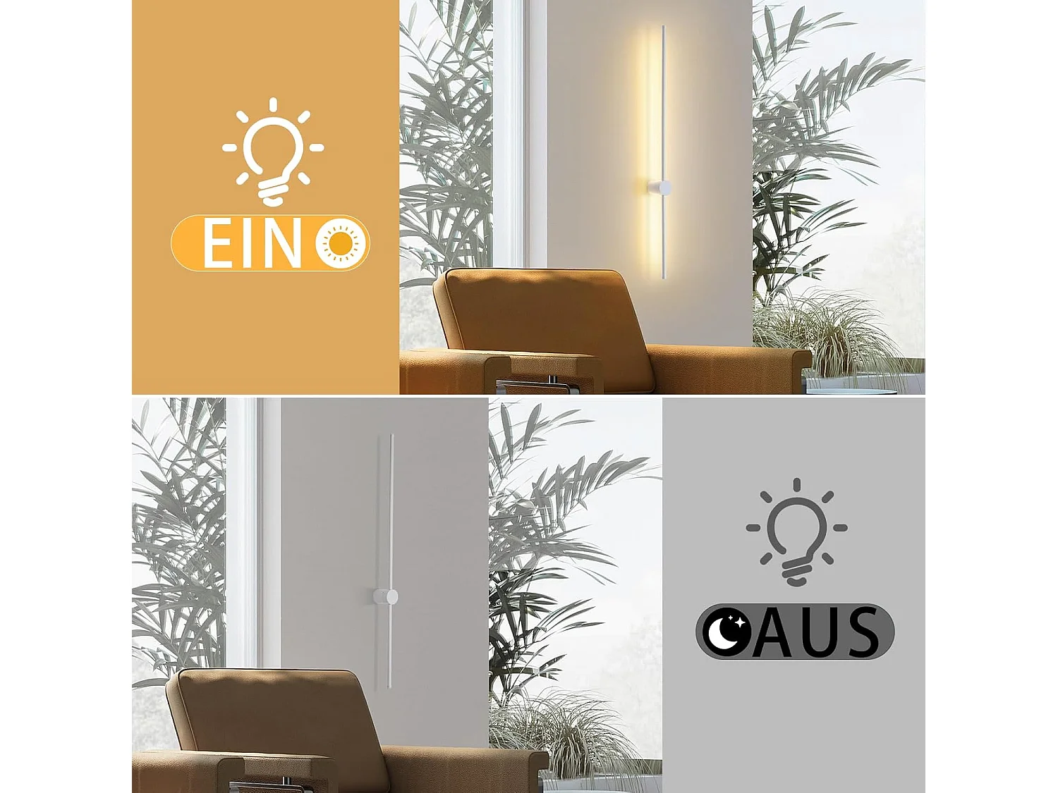 NETTLIFE Applique Murale Intérieur Applique LED 60CM Blanc Design Moderne Lampe Escalier Blanc Chaud 3000K Pivotante