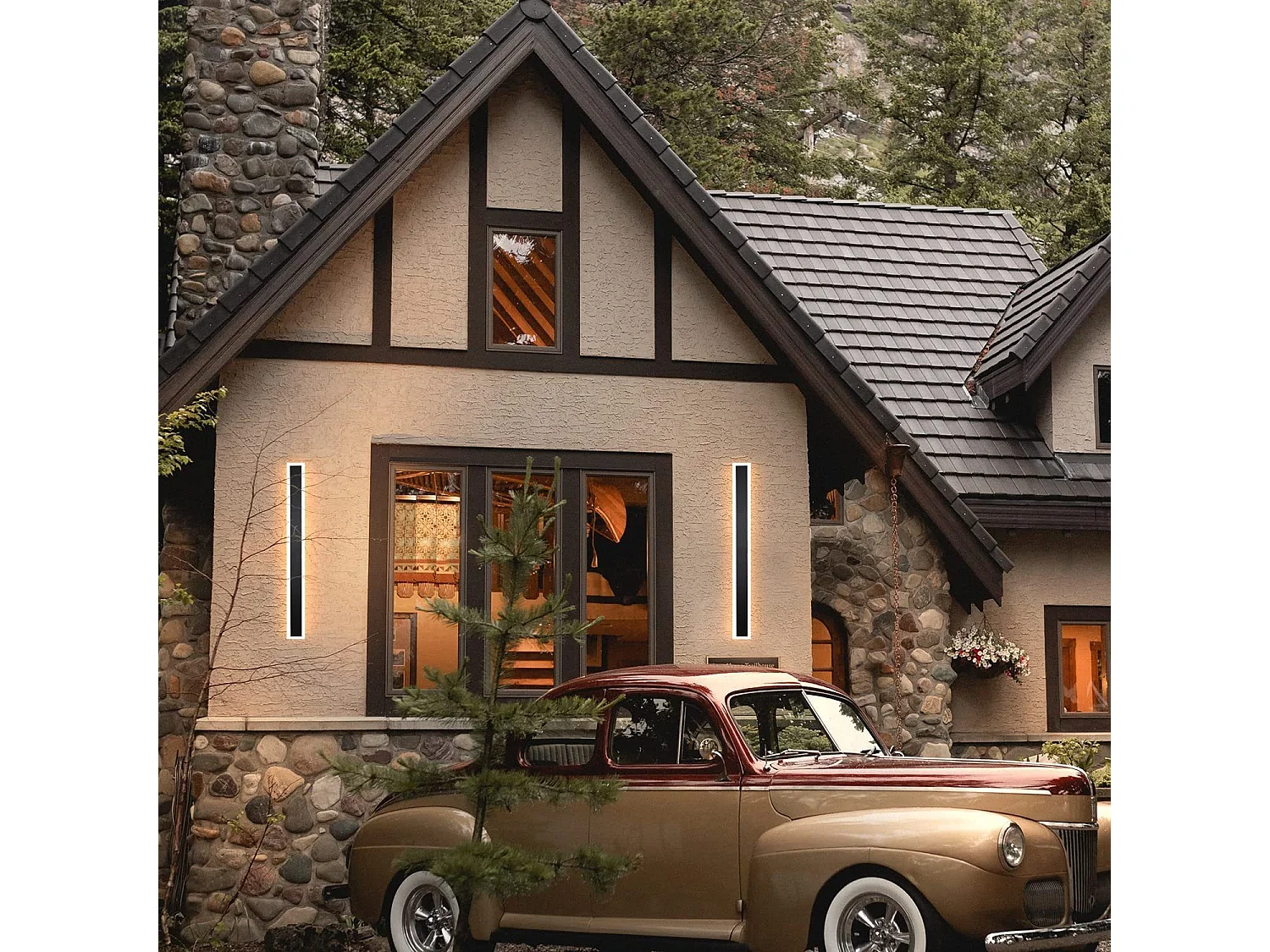 NETTLIFE Aplique mural LED, Aplique exterior de 100 cm, Aplique mural exterior negro, Longue Villa, IP65, Moderno, 21 W.