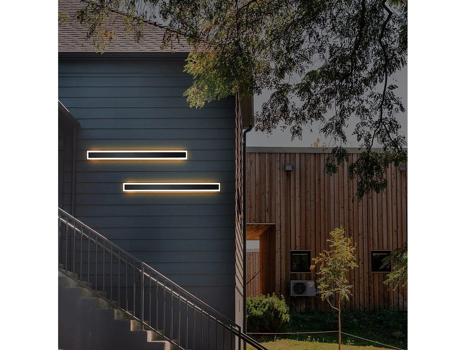 NETTLIFE Aplique mural LED, Aplique exterior de 100 cm, Aplique mural exterior negro, Longue Villa, IP65, Moderno, 21 W.