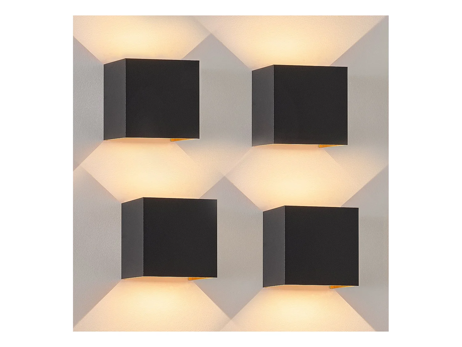 NETTLIFE applique murale extérieure LED applique intérieure lot de 4 noir or 5W IP65 orientable 3000K
