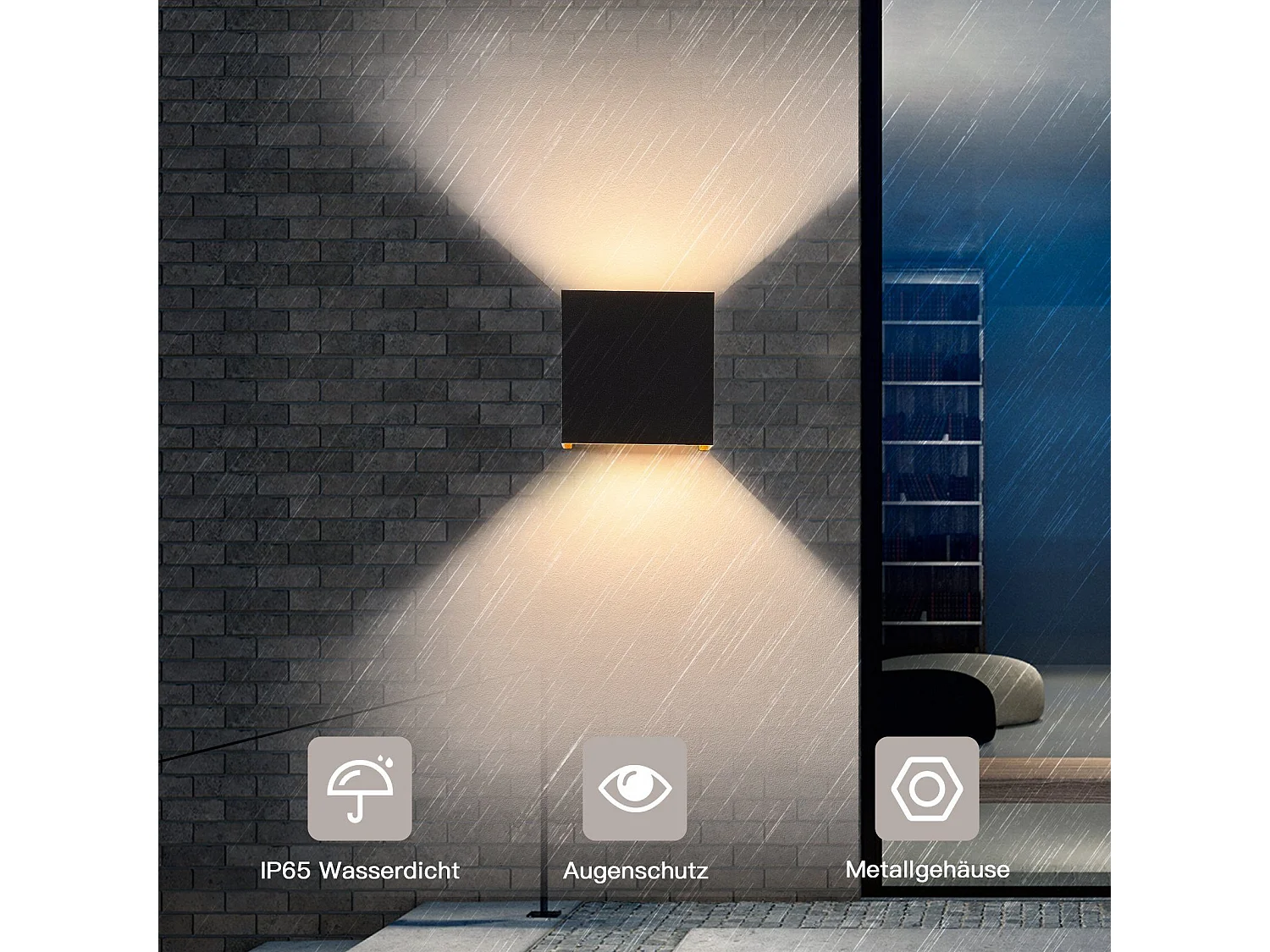 NETTLIFE wandapparaat buiten LED, interieurapparaat, pakket van 4, zwart of goud, 5W, IP65, draaibaar, 3000K