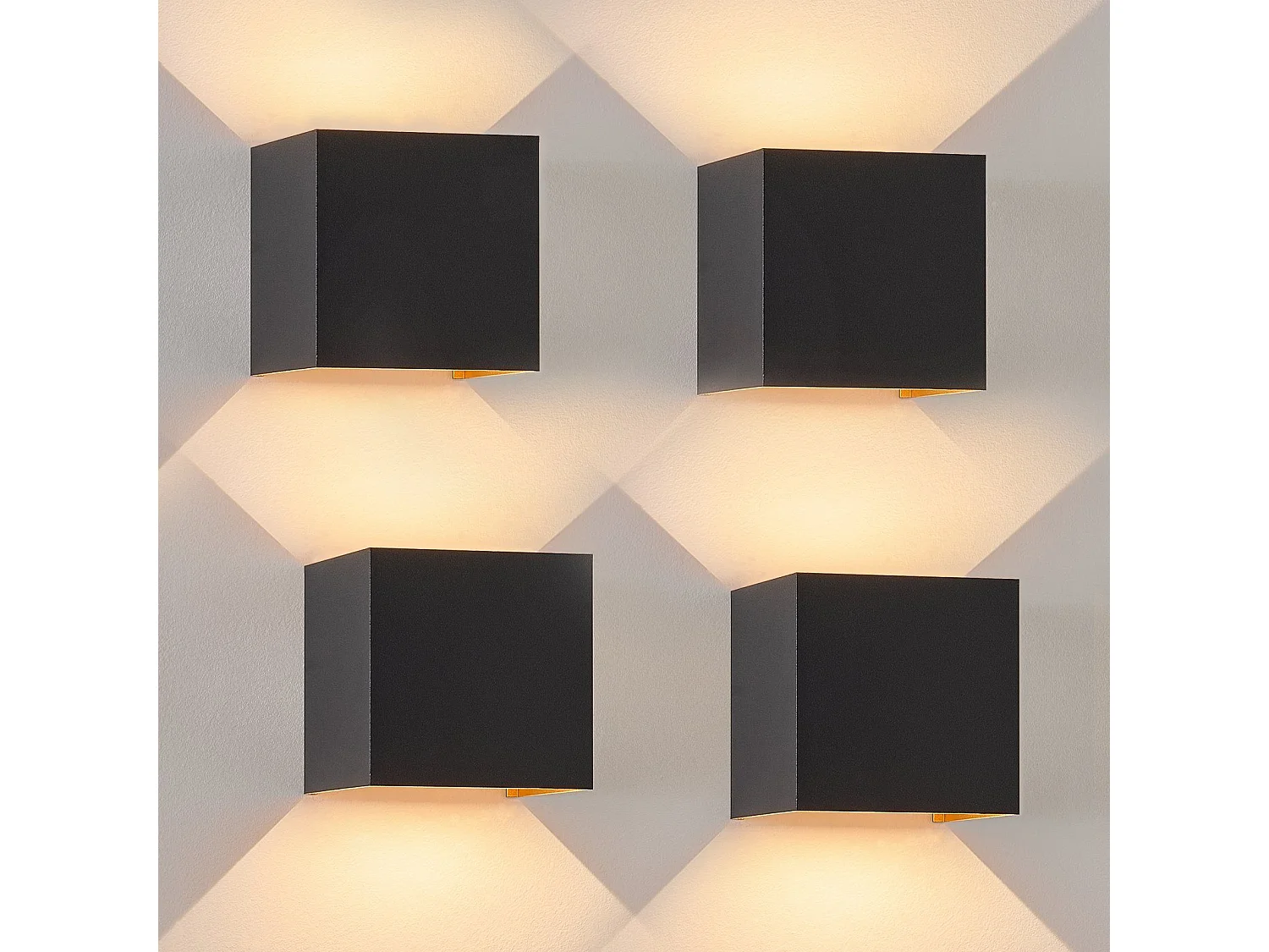 NETTLIFE applique murale extérieure LED applique intérieure lot de 4 noir or 5W IP65 orientable 3000K