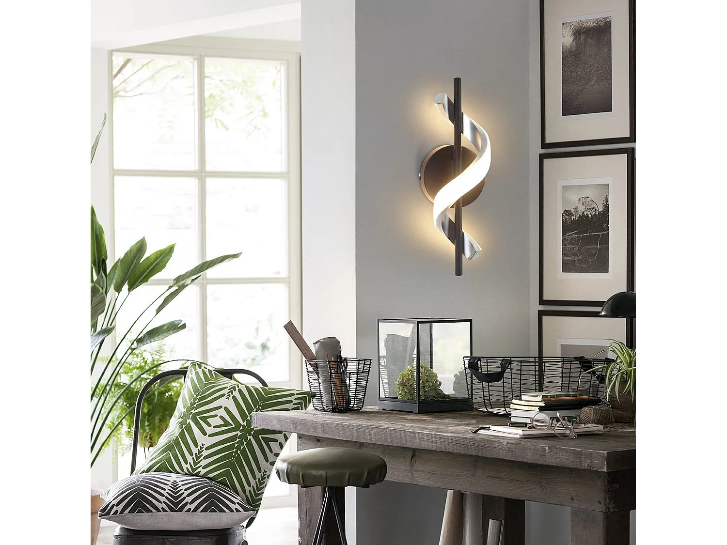 NETTLIFE, lámpara LED mural de interior, diseño moderno, lámpara para pasillo - habitación de 3000K, lámpara para jaula de escalera blanca cálida.