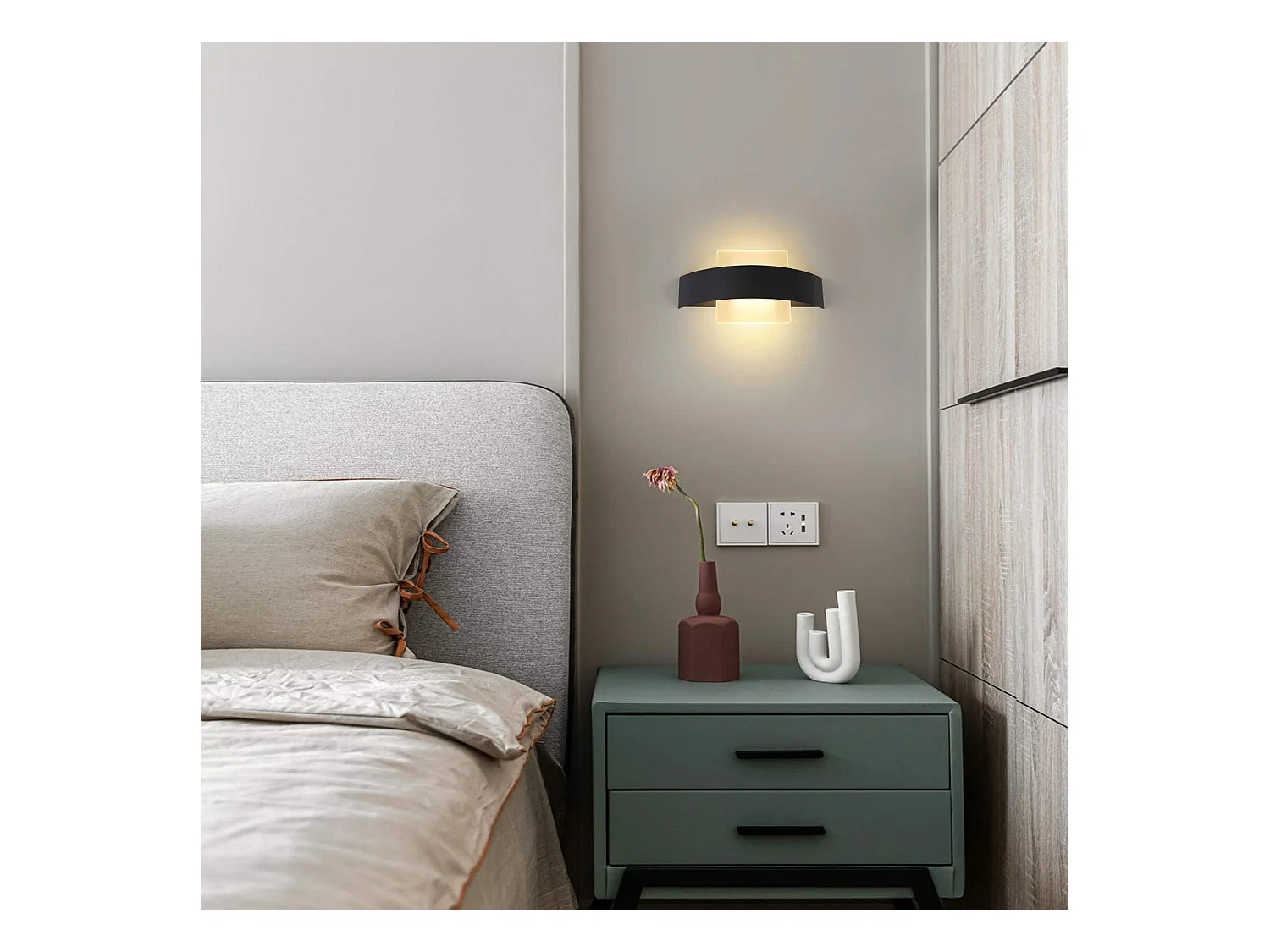 NETTLIFE Kinkiet LED do wnętrz, salonu, korytarza, 23,5 cm, sypialni, akrylowa lampka nocna, ciepła biel 3000 K, 7 W