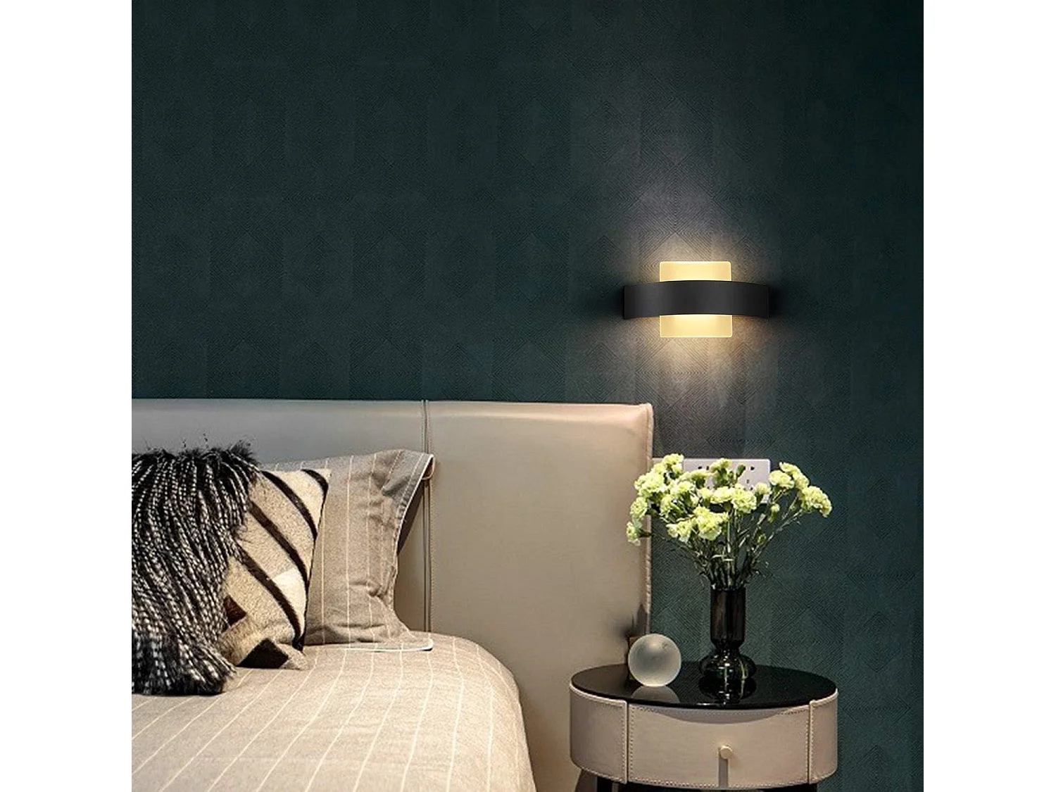 NETTLIFE Applique murale LED pour intérieur, salon, couloir, 23,5CM, chambre à coucher, lampe de lit en acrylique, blanc chaud 3000K, 7W