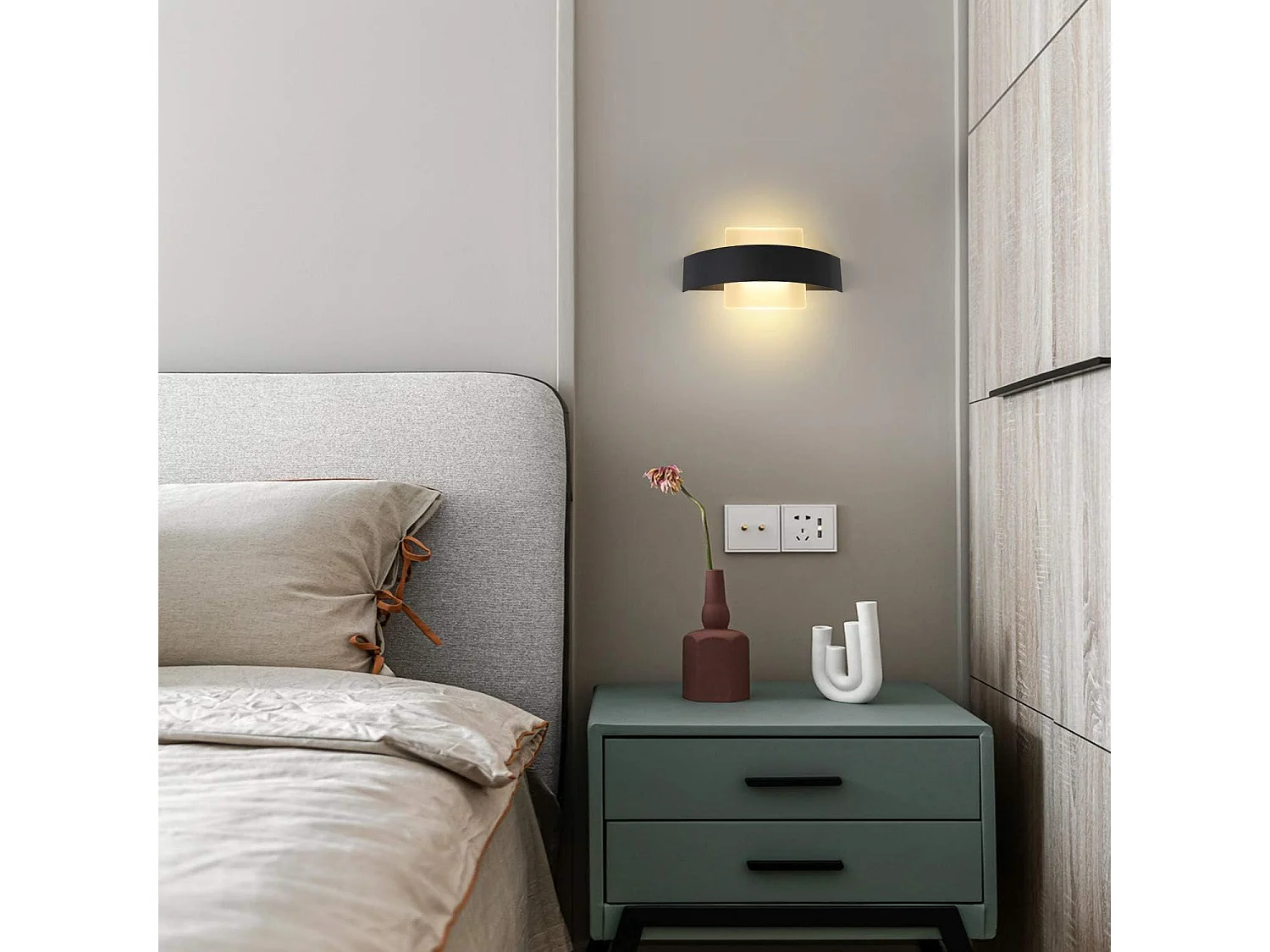 NETTLIFE Kinkiet LED do wnętrz, salonu, korytarza, 23,5 cm, sypialni, akrylowa lampka nocna, ciepła biel 3000 K, 7 W