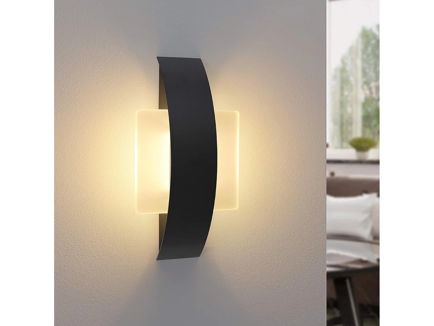 NETTLIFE LED Wandopplakker voor binnen, woonkamer, gang, 23,5 cm, slaapkamer, acrylonitrile - butadiene - styrene (ABS) nachtlamp, warm wit 3000K, 7W