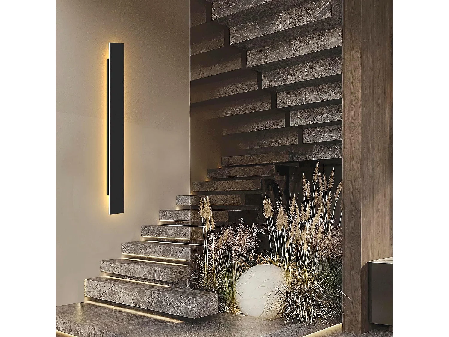 NETTLIFE applique murale LED applique extérieure 100CM noir 3000K IP65 longue 26W villa en acrylique pour maison mur jardins