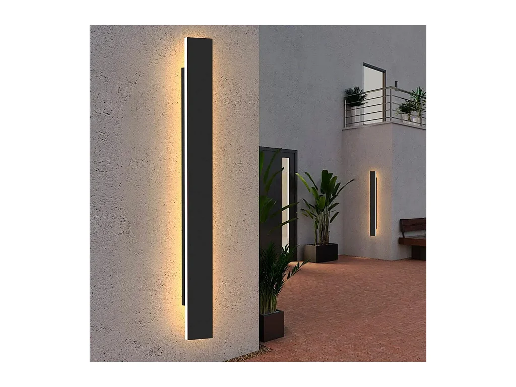 NETTLIFE applique murale LED applique extérieure 100CM noir 3000K IP65 longue 26W villa en acrylique pour maison mur jardins