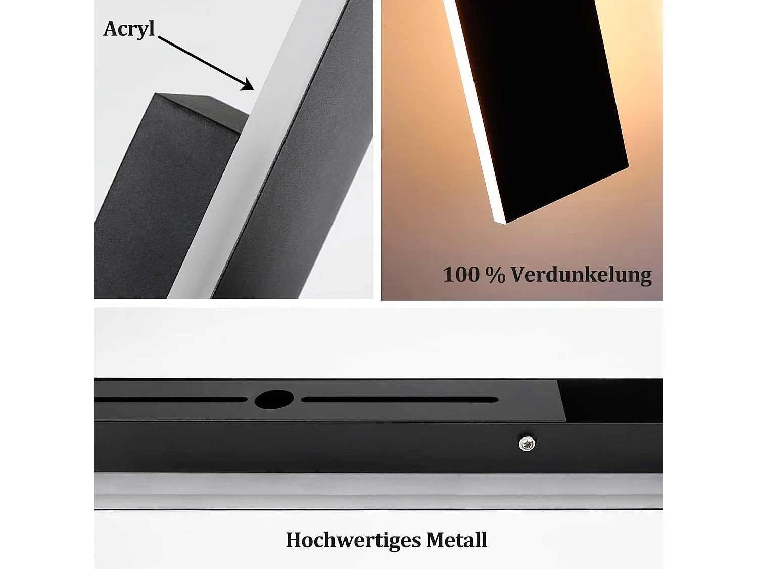 NETTLIFE applique murale LED applique extérieure 100CM noir 3000K IP65 longue 26W villa en acrylique pour maison mur jardins