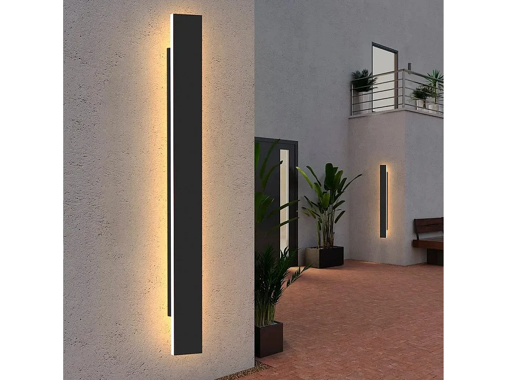 NETTLIFE applique murale LED applique extérieure 100CM noir 3000K IP65 longue 26W villa en acrylique pour maison mur jardins