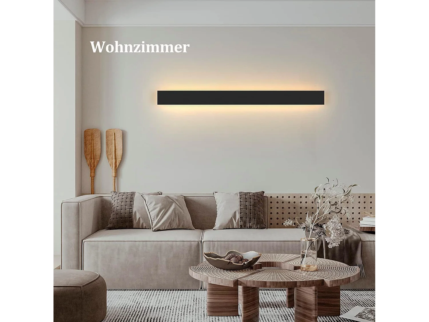 NETTLIFE applique murale LED applique extérieure 100CM noir 3000K IP65 longue 26W villa en acrylique pour maison mur jardins