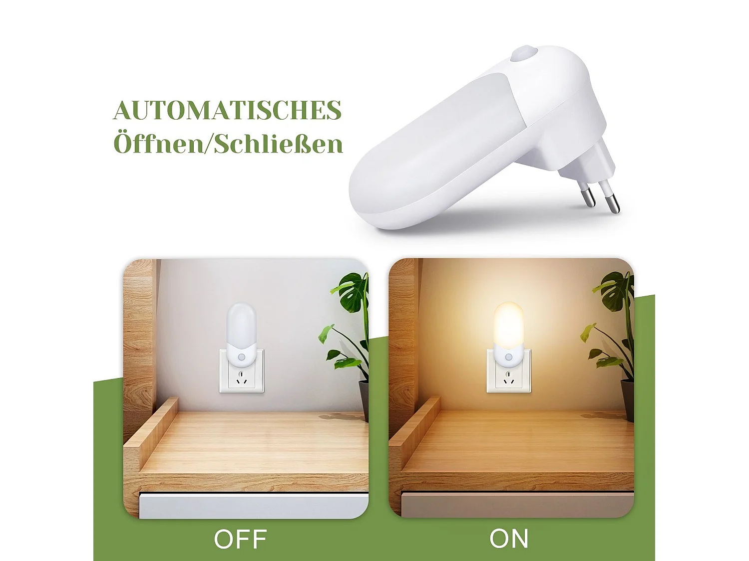 NETTLIFE gniazdo lampki nocnej z czujnikiem zmierzchu Lampka z gniazdem LED do pokoju dziecięcego, lampka nocna o barwie białej ciepłej 1W