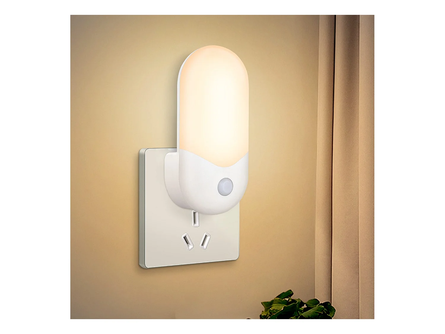 NETTLIFE gniazdo lampki nocnej z czujnikiem zmierzchu Lampka z gniazdem LED do pokoju dziecięcego, lampka nocna o barwie białej ciepłej 1W