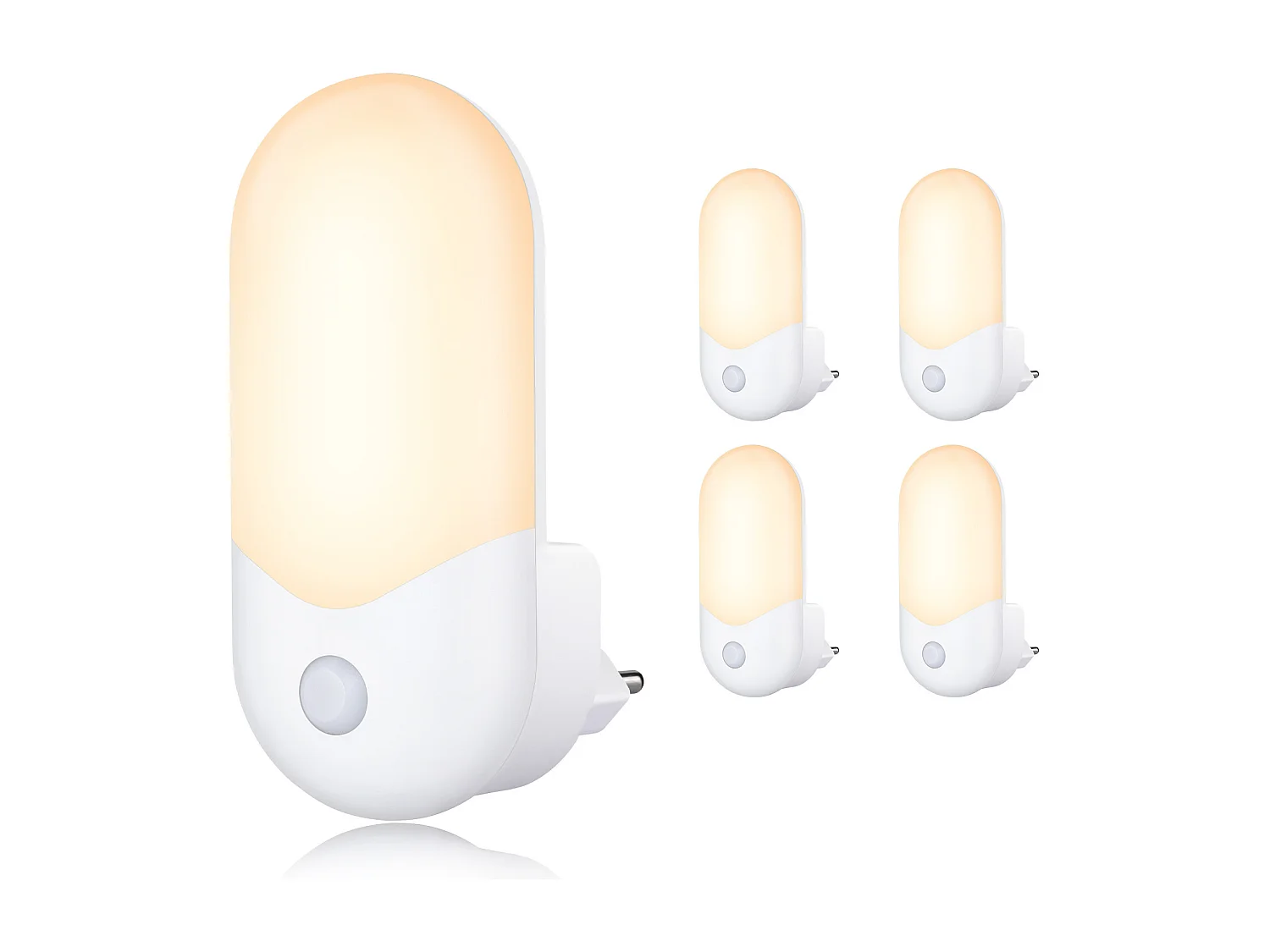 NETTLIFE veilleuse enfant pack de 4 LED avec capteur crépusculaire 1W lumière d'orientation chambre d'enfant lampe de nuit