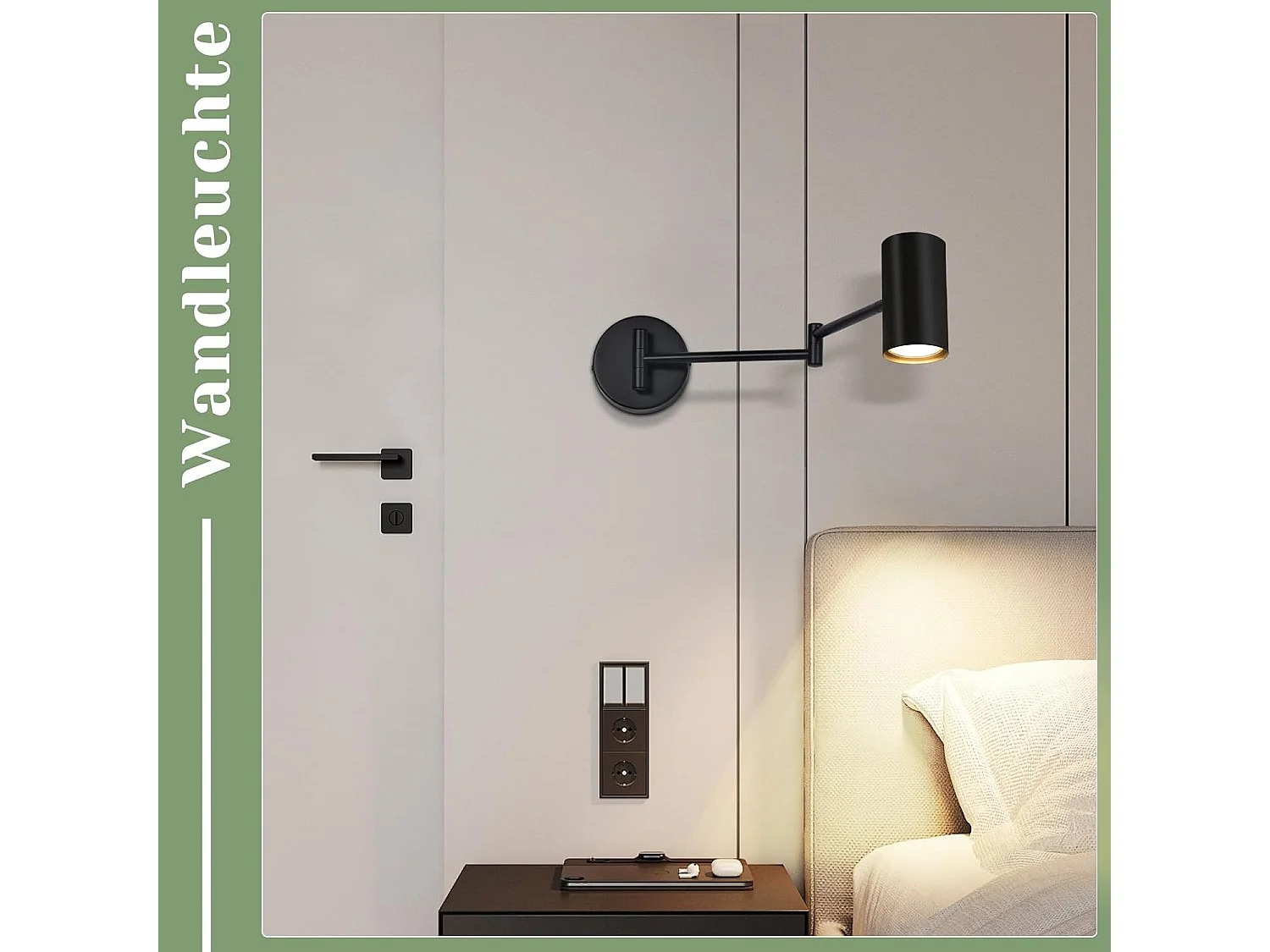 NETTLIFE Interieurwandapparaat Zwart, Pakket van 2 Oude Stijl Draaibare Metaal Retro GU10.