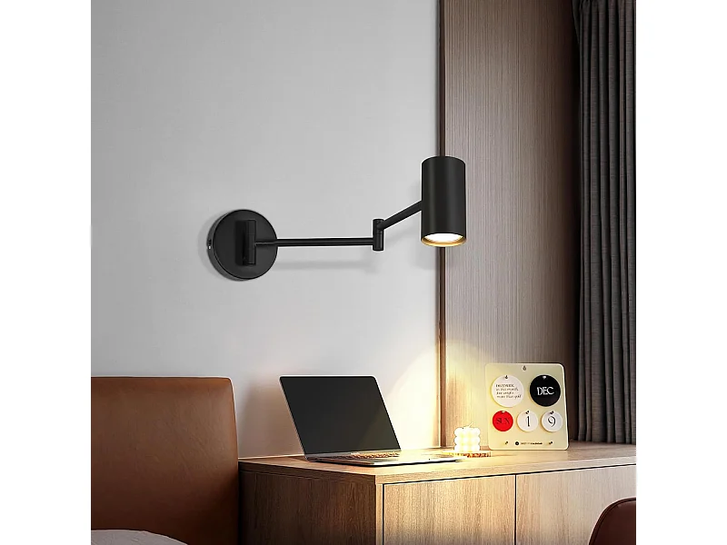 NETTLIFE Applique Murale Intérieur Noir Pack de 2 Vintage Pivotant Métal Rétro GU10