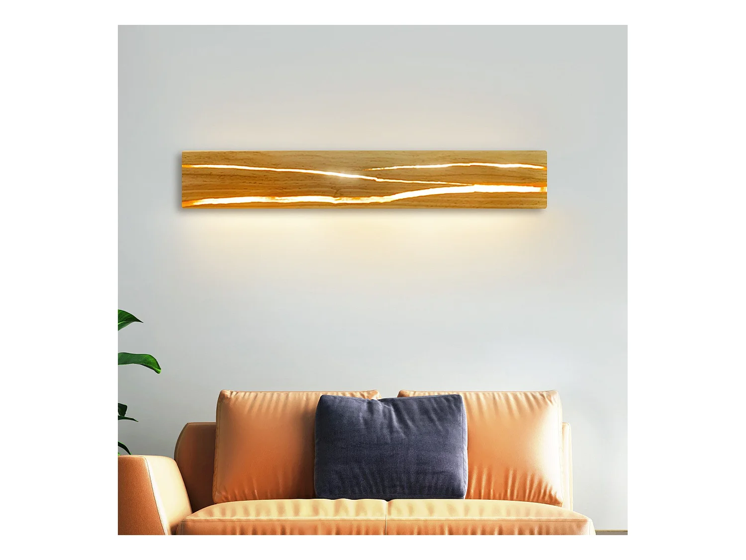 NETTLIFE Applique Murale LED Applique Intérieure Bois Moderne Couloir Lampe 3000K Blanc Chaud 50CM Lampe de Salon Indirecte 8W