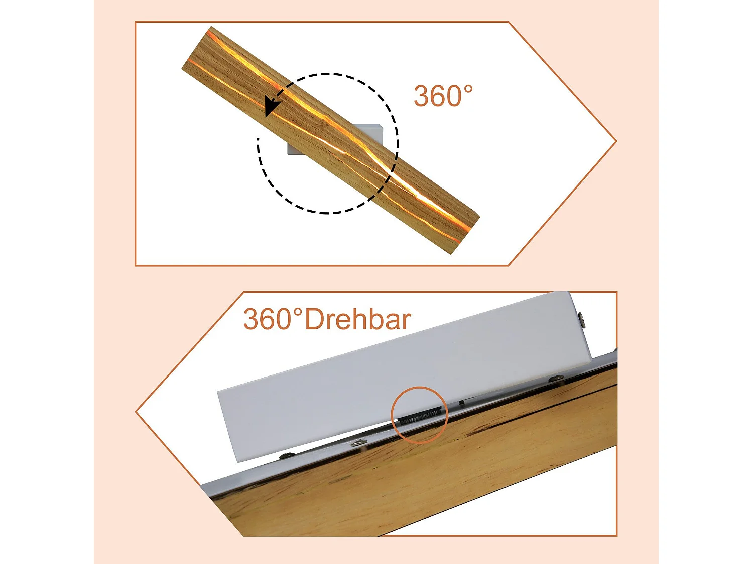 NETTLIFE Wandapparaat met LED, moderne interieurhouten wandapparaat voor gang, 3000K warm wit, 50 cm, indirecte woonkamerlamp, 8W.