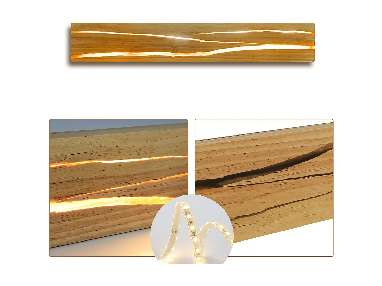 NETTLIFE Wandapparaat met LED, moderne interieurhouten wandapparaat voor gang, 3000K warm wit, 50 cm, indirecte woonkamerlamp, 8W.