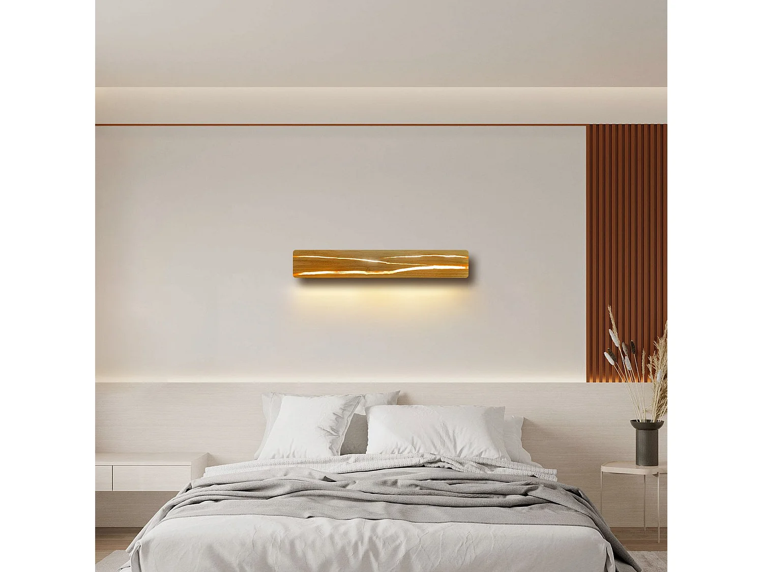 NETTLIFE Applique Murale LED Applique Intérieure Bois Moderne Couloir Lampe 3000K Blanc Chaud 50CM Lampe de Salon Indirecte 8W