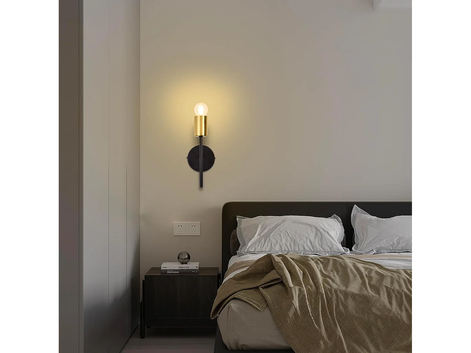 NETTLIFE Applique Murale Intérieur Vintage E27 Industriel 1 Ampoule Noir Rétro Métal 2 Pièces