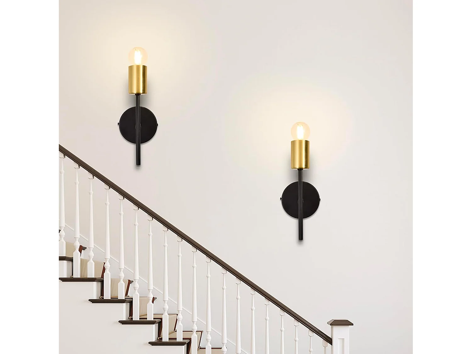 NETTLIFE Applique Murale Intérieur Vintage E27 Industriel 1 Ampoule Noir Rétro Métal 2 Pièces