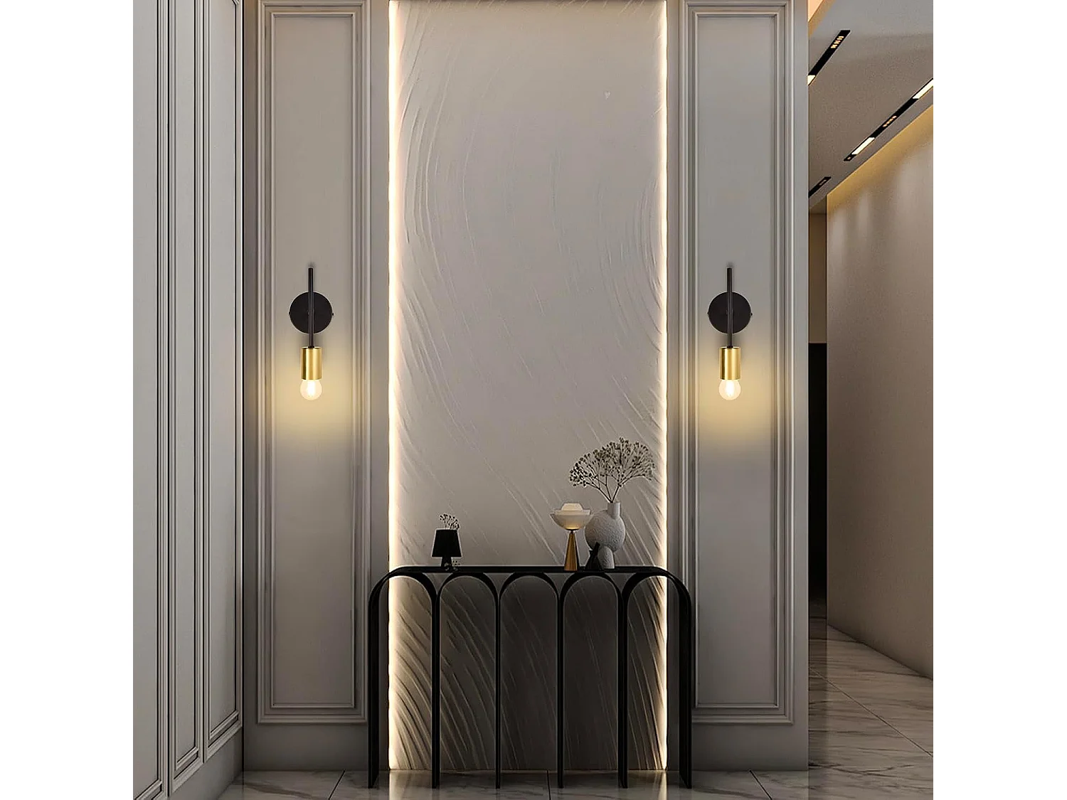 NETTLIFE Applique Murale Intérieur Vintage E27 Industriel 1 Ampoule Noir Rétro Métal 2 Pièces