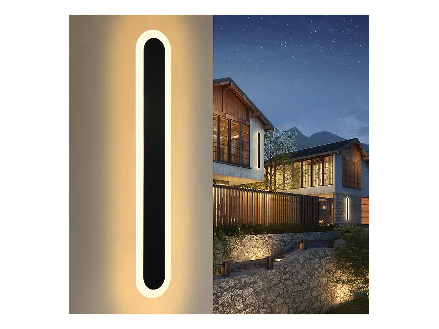 NETTLIFE applique murale LED applique extérieure 100 cm noir Villa lampe extérieure IP65 étanche longue moderne 21 W