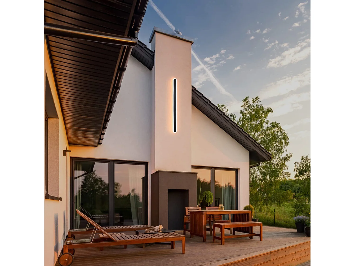 NETTLIFE Kinkiet LED zewnętrzny kinkiet 100 cm czarny Villa lampa zewnętrzna IP65 wodoodporna długa nowoczesna 21 W