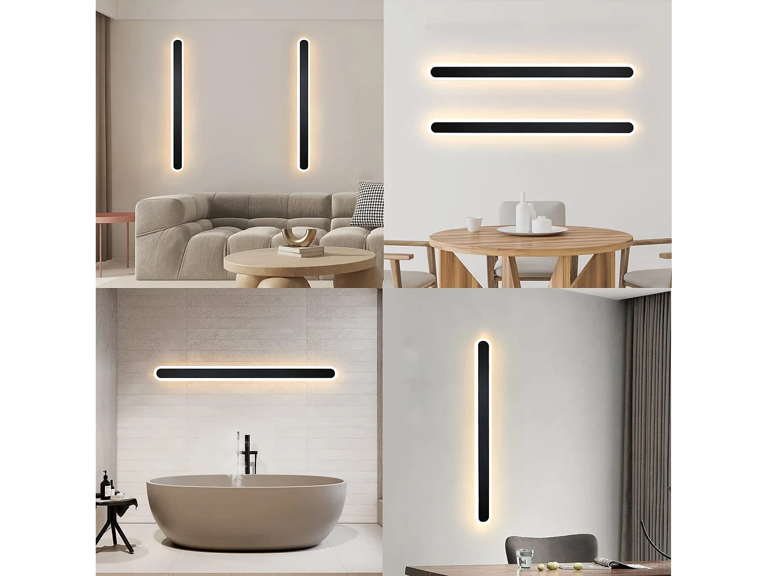 NETTLIFE muurledlamp, buitenwandlamp, 100 cm, zwart, Villa buitenlamp, IP65, waterdicht, moderne lange, 21 W.