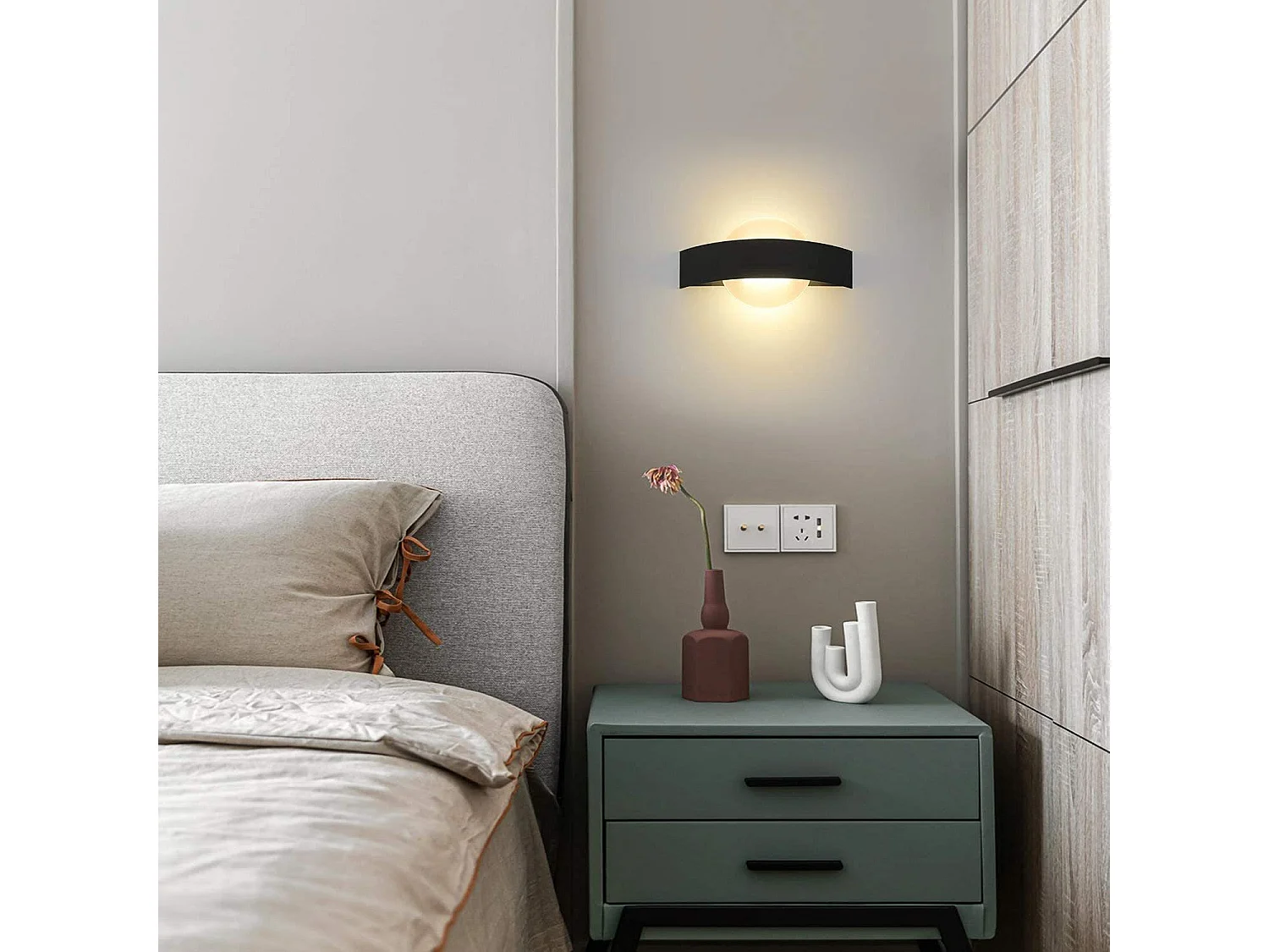 NETTLIFE Kinkiet LED oświetlenie wewnętrzne korytarza 3000K ciepły biały czarny lampa korytarzowa nowoczesny Design akrylowa lampka nocna 6W